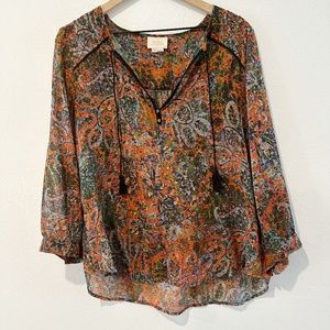 Anthropologie Edme & Esyllte Boho Tassel Sheer Top |R6